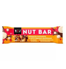 Батончик 'NUT BAR' 40гр ореховый миндаль-карамель с ирисо-сливоч. вкусом с хруст. шариками /16