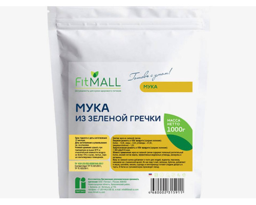 Мука безглютеновая FIT MALL из зеленой гречки 1 КГ Дойпак