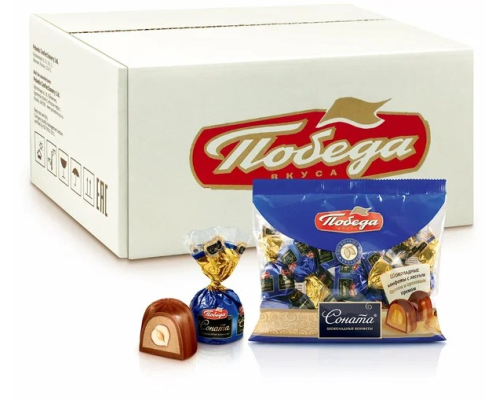 Конфеты 'Победа' 200гр Соната с лесным орехом без сахара шоколадные пакет подушка(18 шт)