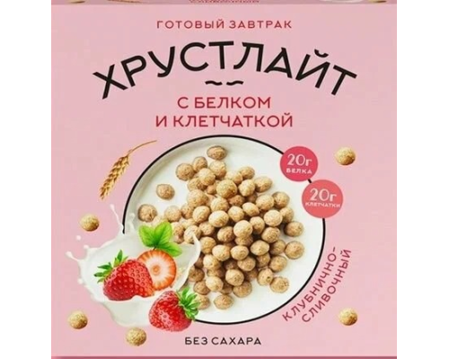 Завтрак Хрустлайт 100гр клубнично-сливочный с белком и клетчаткой