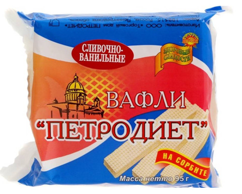 Вафли 'ПЕТРОДИЕТ' 95гр на сорбите 'Сливочно-ванильные'