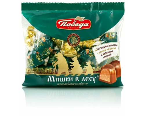 Конфеты 'Победа' 200 гр Мишки в лесу вафельные в гор. шоколаде б/с