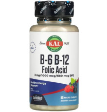 B-6 B-12 (KAL США) Folic Acid ActMlt 60ct Berry