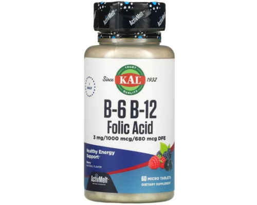 B-6 B-12 (KAL США) Folic Acid ActMlt 60ct Berry