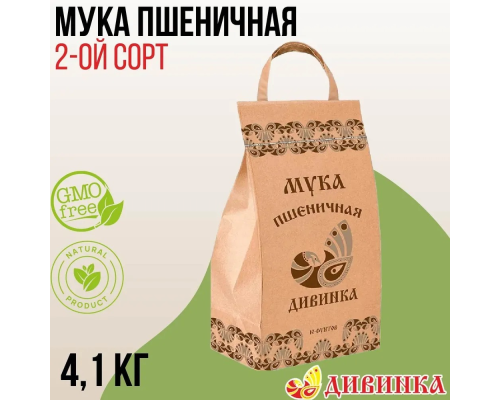 Мука (Дивинка (Россия)) 4100кг пшеничная 2 сорт мешок Мука (Дивинка (Россия)) 4100кг пшеничная 2 сорт мешок