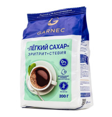 Подсластитель 'Легкий сахар' Эритрит + Стевия TM GARNEC 200г без глютена ПВД.пак