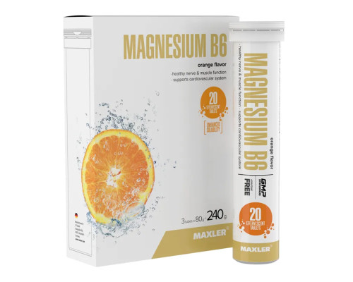 Magnesium (Maxler (США)) B6 Effervescent Tablets Orange 12x20 tubes