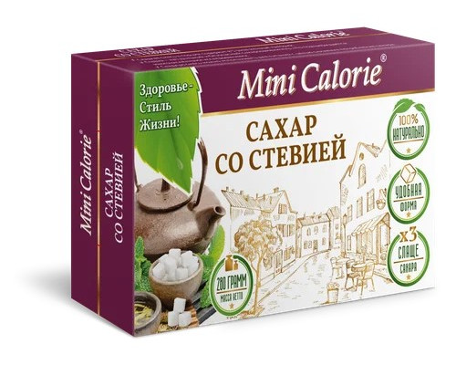 Сладкая смесь Сахар со Стевией кубик 280 гр. Mini Calorie