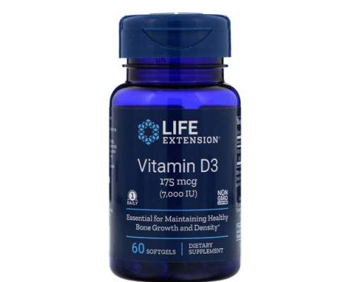 Vitamin D3 (Life Extension (США)) 175 mcg (7000 IU), 60 softgels