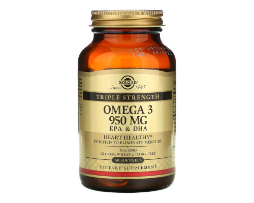 Omega-3 (Solgar США) 950 mg Triple Strength, 50 softgels