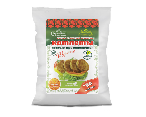 Хлопья котлетные (Вкусное дело) 230гр из красной чечевичы с чесноком 1/12