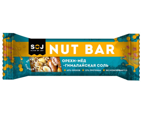Батончик 'NUT BAR' 40гр ореховый орехи-мед-морская соль /20 Батончик 'NUT BAR' 40гр ореховый орехи-мед-морская соль /20