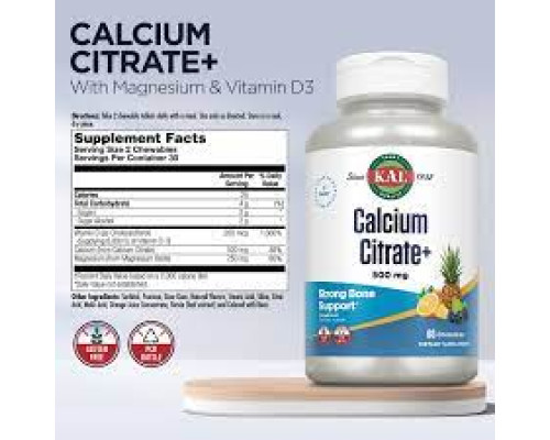 Calcium Citrate+ 60ct (KAL США) 500mg Mixed Fruit