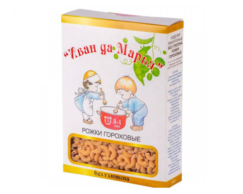 Макароны (Иван да Марья) 400гр Рожки гороховые безглютеновые, пакет 1/15 Макароны (Иван да Марья) 400гр Рожки гороховые безглютеновые, пакет 1/15