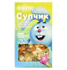Супчик СМЕШАРИКИ 160гр с макарошками, морковкой и кабачками 1/10