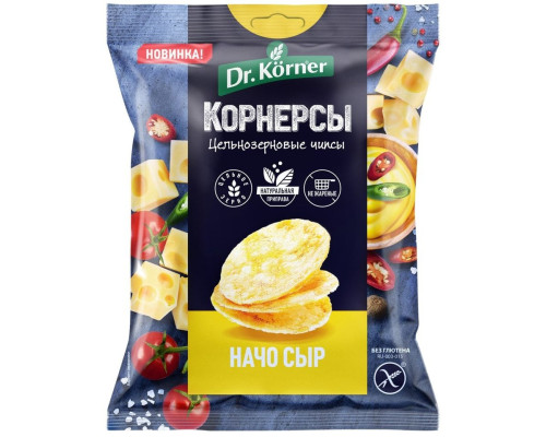 Чипсы 'Dr.Korner' 50гр Начо сыр цельнозер. кукуруз-рисов.