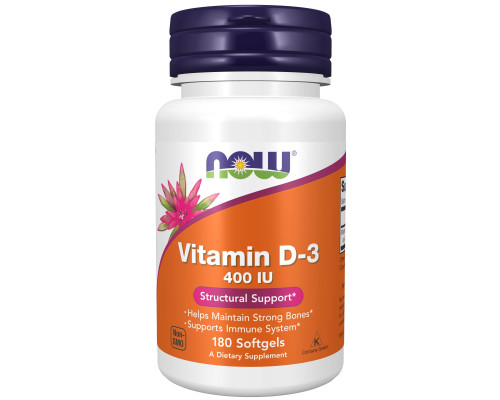 Vitamin D-3 (NOW (США)) 400 IU, 180 softgel